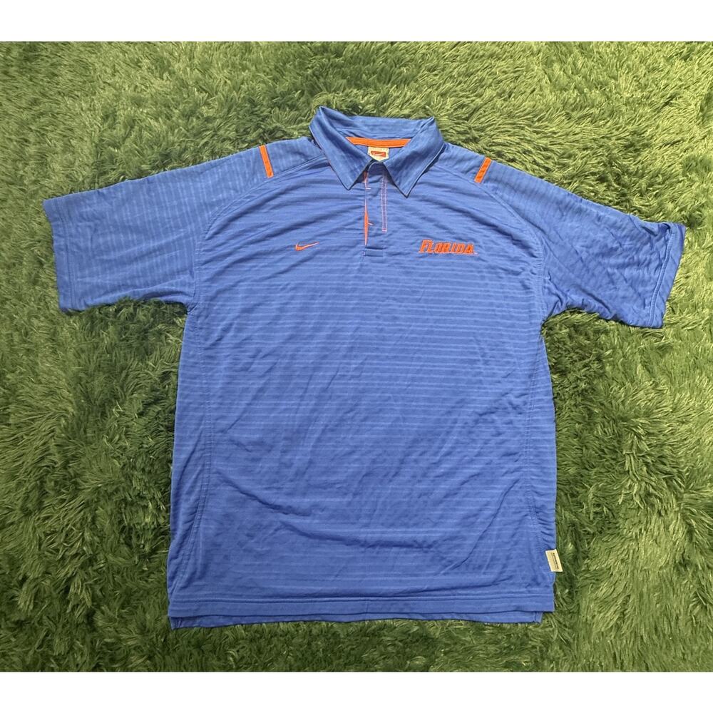 Vintage Nike Florida Gators Men's Blue Orange Dri-FIT Polo Shirt Size M